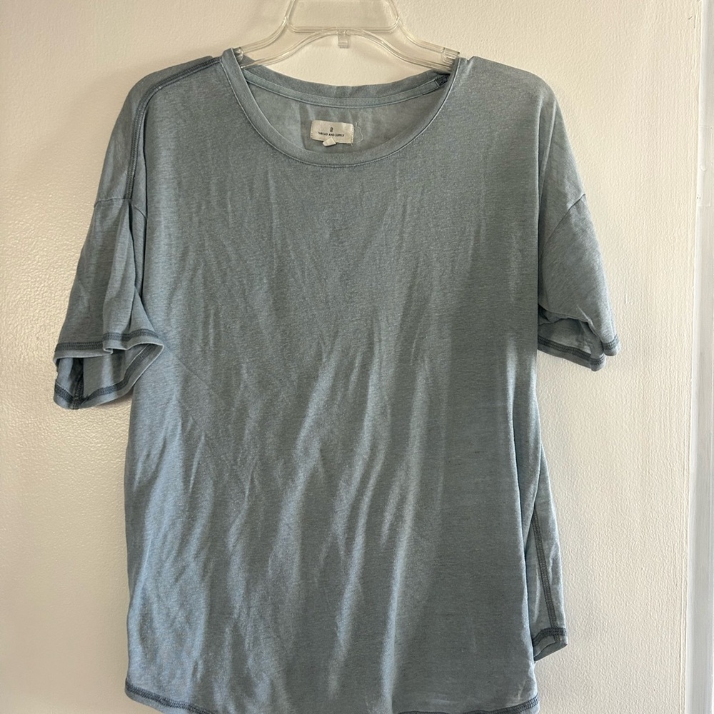 Casual Light Blue Women's Short Sleeve Tee
